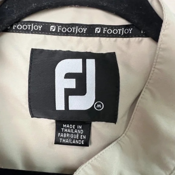 FootJoy Quarter Snap Golf Jacket Beige Men’s Size Medium Henley Pullover Pockets - Picture 4 of 9